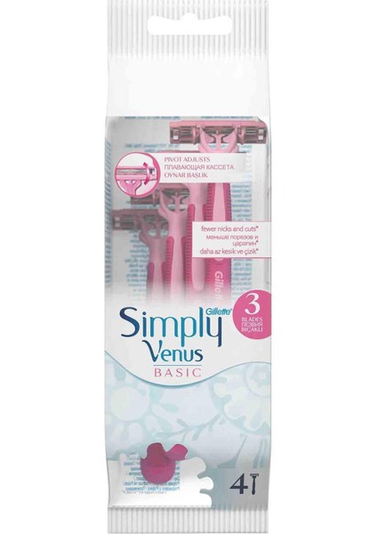 Gillette Simply Venus 3 Basic Kullan At Tıraş Makinesi 4 'lü Poşet 7702018456758 T