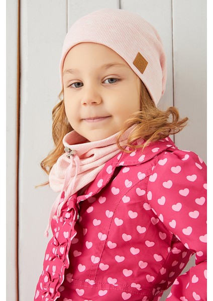 Kız Bebek Çocuk Pudra Ip Detaylı Şapka Bere Boyunluk Takım Rahat %100 Pamuklu Kaşkorse Yerli fiyatları