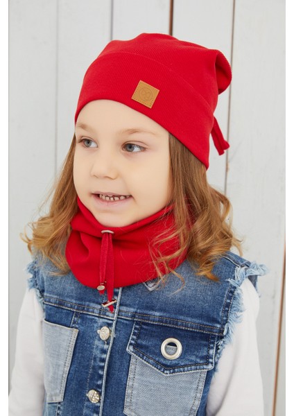 Kız Bebek Çocuk Kırmızı Ipli Şapka Bere Boyunluk Takım Rahat %100 Pamuklu Kaşkorse Yerli fiyatları