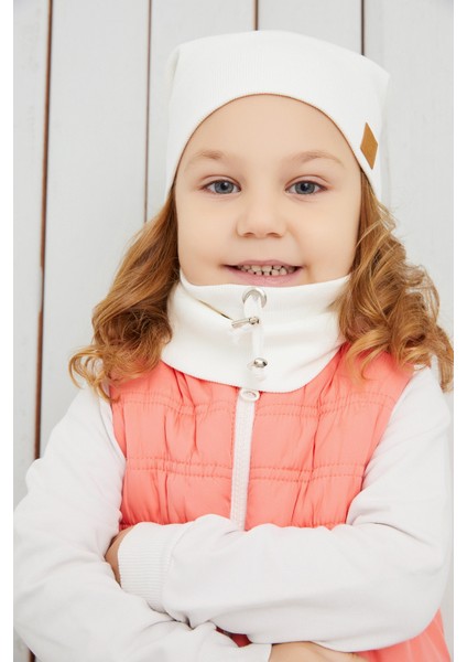 Kız Bebek Çocuk Beyaz Ip Detaylı Şapka Bere Boyunluk Takım Rahat %100 Pamuklu Kaşkorse Yerli Üretim fiyatları