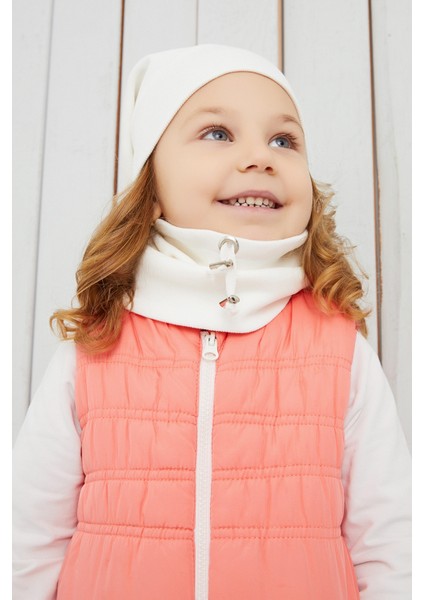 Kız Bebek Çocuk Beyaz Ip Detaylı Şapka Bere Boyunluk Takım Rahat %100 Pamuklu Kaşkorse Yerli Üretim fırsatları