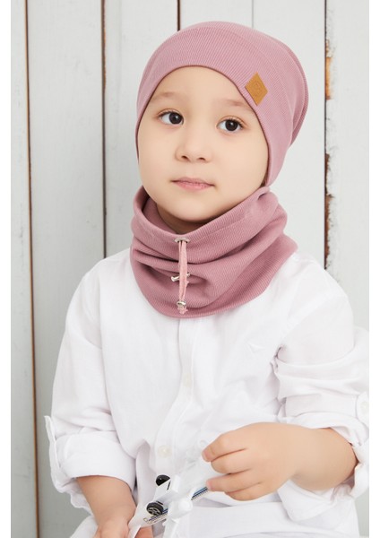 Erkek Bebek Çocuk Gül Kurusu Ip Detaylı Şapka Bere Boyunluk Takım Rahat %100 Pamuklu Kaşkorse fiyatları