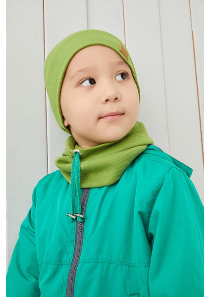 Erkek Bebek Çocuk Yeşil Ip Detaylı Şapka Bere Boyunluk Takım Rahat %100 Pamuklu Kaşkorse fiyatları