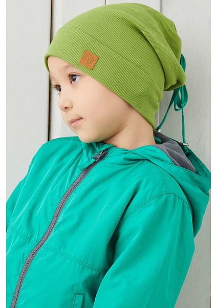 Erkek Bebek Çocuk Yeşil Ip Detaylı Şapka Bere Boyunluk Takım Rahat %100 Pamuklu Kaşkorse fırsatları