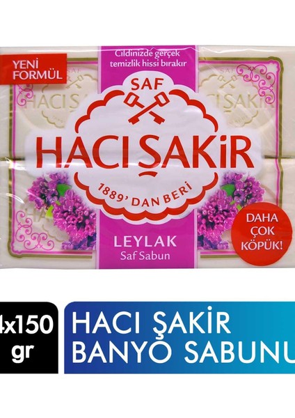 Hacı Şakir Banyo Sabunu 4X150 gr Leylak 8693495054546 Banyo Sabunu