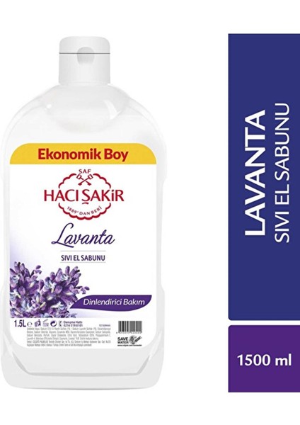 Hacı Şakir Lavanta Dinlendirici Bakım Sıvı El Sabunu 1500 ml El Sabunu