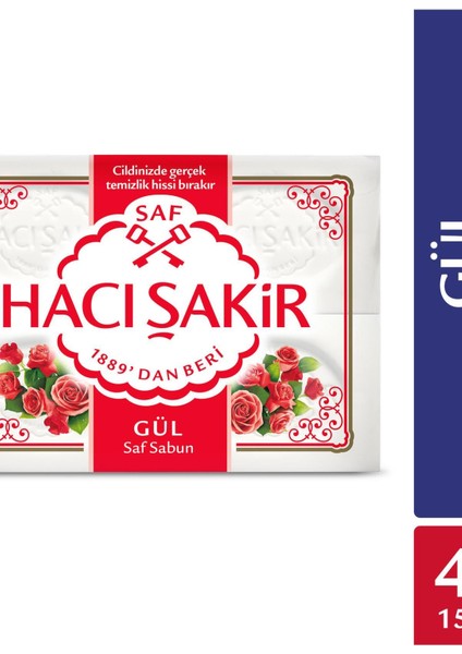 Hacı Şakir Gül Beyaz Kalıp Sabun 4X150 G Banyo Sabunu