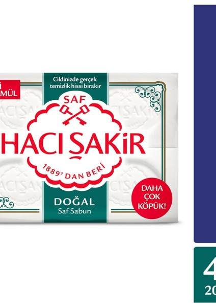 Hacı Şakir Doğal Beyaz Kalıp Sabun 4X200 G Banyo Sabunu fiyatları