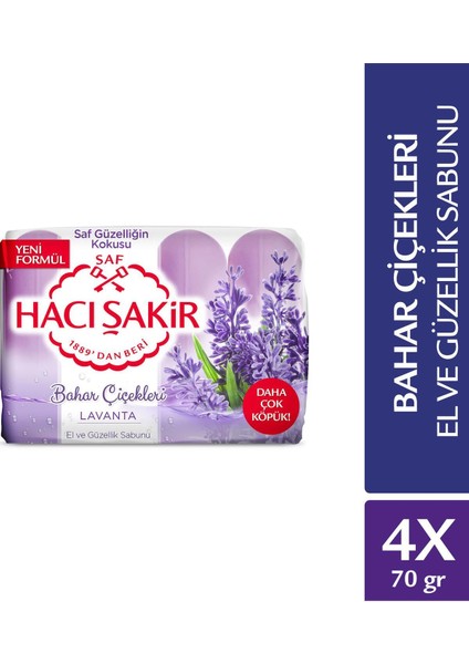 Hacı Şakir Bahar Çiçekleri Lavanta Güzellik Sabunu 4X70 G Banyo Sabunu