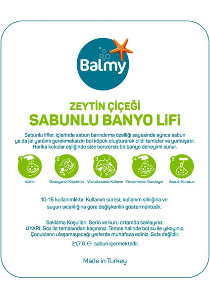 Balmy Naturel Balmy Zeytin Çiçeği Sabunlu Banyo Lifi Banyo Sabunu modelleri