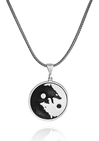 Ying Yang Madalyon 60 cm 925 Gümüş Kolye