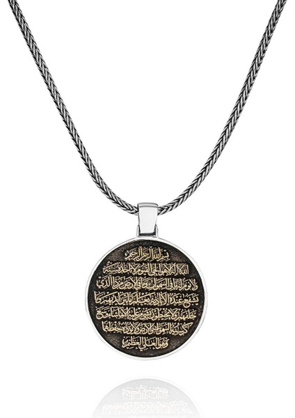 Ayetel Kürsü Madalyon 60 cm 925 Gümüş Kolye