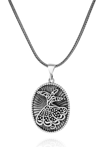 Mesnevi Mevlana 60 cm 925 Gümüş Kolye