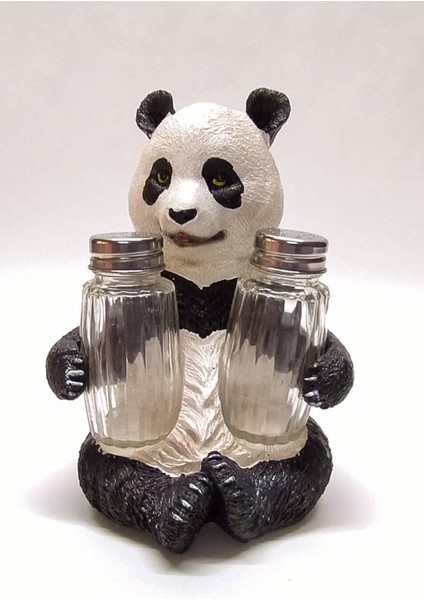 Sevimli Panda Tasarım Dekoratif Büyük Tuzluk Biblo + Süpriz Hediye