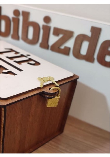 Tip Box Ahşap Kumbara Tipbox Kilitli Bahşiş Kutusu