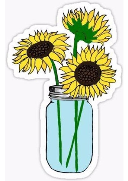 Zobarmarkt Sarı Ayçiçeği Desenli Defter Ajanda Planner Laptop Sticker 7 cm