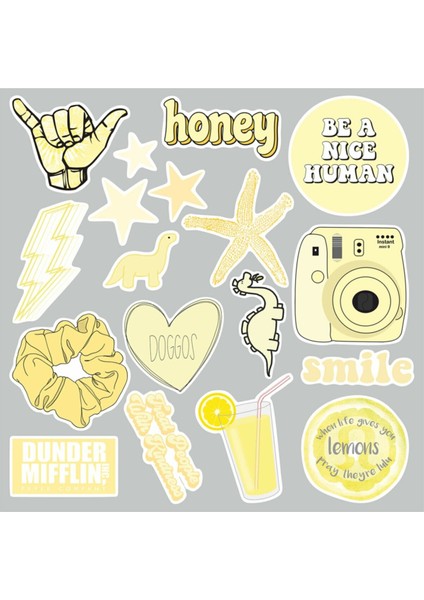 Vsco Yellow Laptop Notebook Tablet Sticker Set 2 Uyumlu