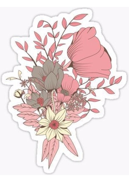 Zobarmarkt Pembe Çiçek Temalı Defter Ajanda Planner Laptop Sticker 7 cm