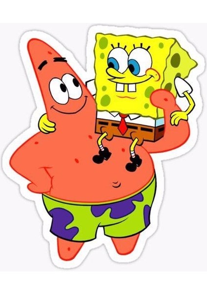 Zobarmarkt Patrick ve Sünger Bob Defter Ajanda Planner Laptop Sticker 7 cm
