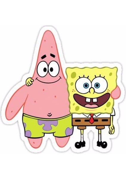 Zobarmarkt Patrick ve Sünger Bob Defter Ajanda Planner Laptop Sticker 5 cm
