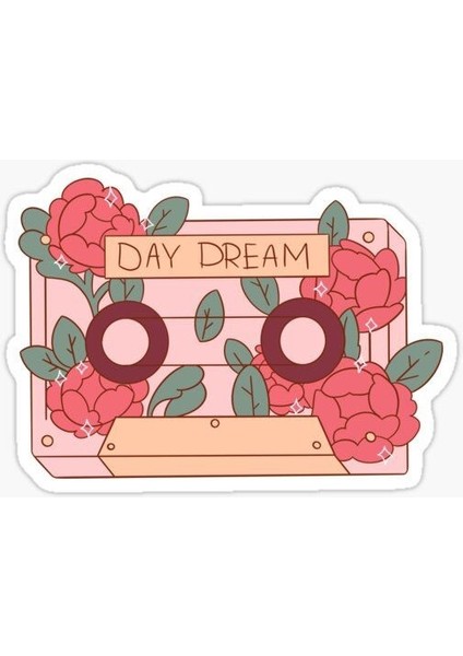 Zobarmarkt Pembe Kaset Defter Ajanda Planner Bullet Journal Laptop Sticker 5 cm