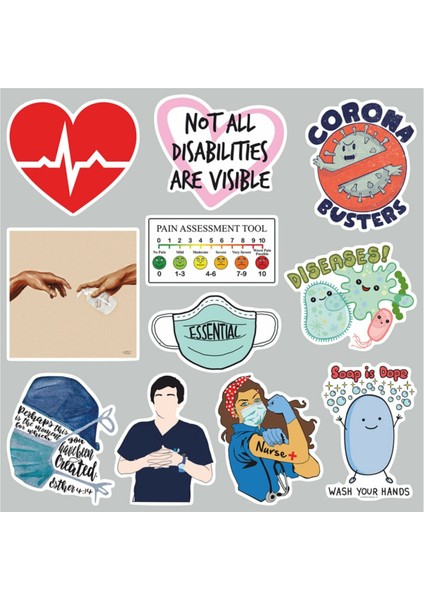 Doktor Medicine Temalı Laptop Notebook Tablet Sticker Set 4