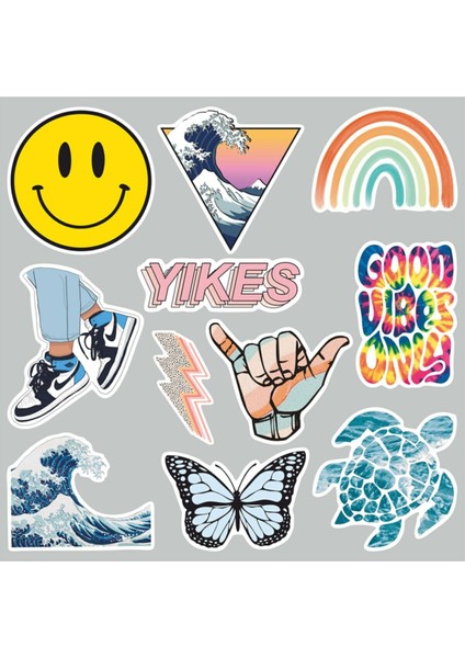 Good Vibes Temalı Laptop Notebook Tablet Sticker Set 1