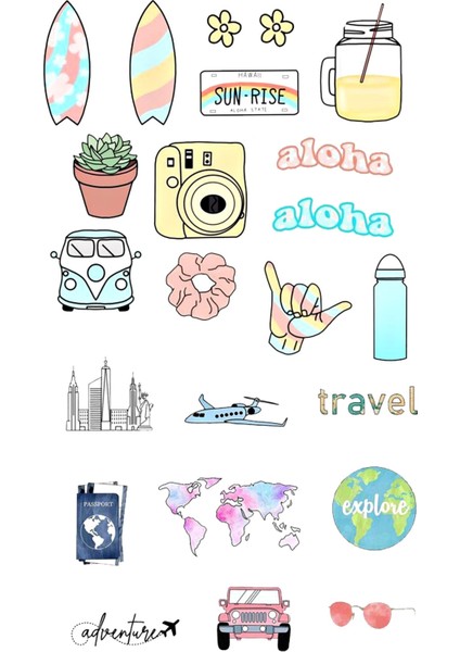 Tatil Temalı Sticker Seti