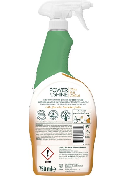 Power & Shine Sprey Temizleyici Mutfak Yağ Çözücü 750 ml + 750 ml 2 Adet modelleri