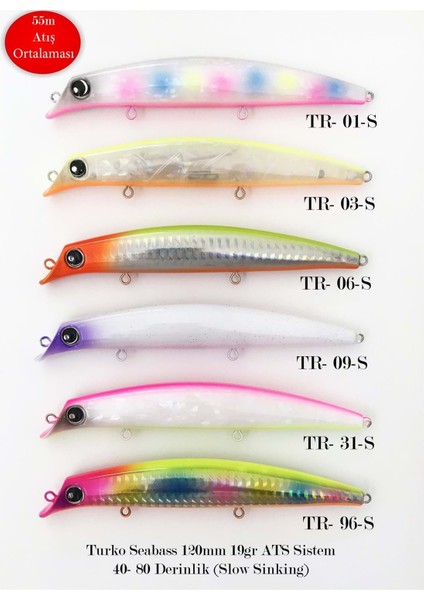 Seabass 120MM 19GR Ats Sistem Rapala Maket Balık - Renk Kodları - Tr-03-S