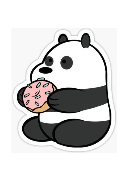 Zobarmarkt Donut Yiyen Panda Defter Ajanda Planner Bullet Journal Laptop Sticker, 8 cm