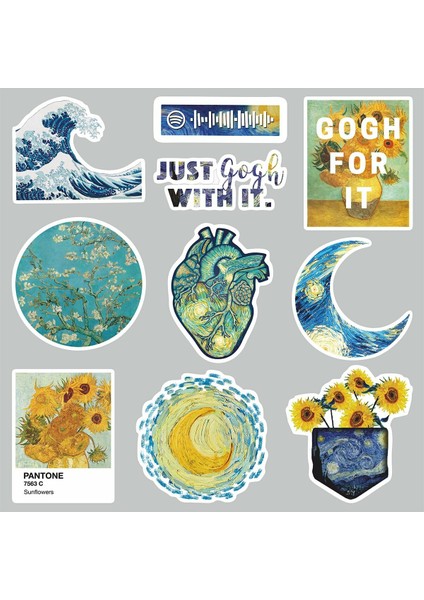 - V-Gogh Temalı Laptop Notebook Tablet Sticker Set 3