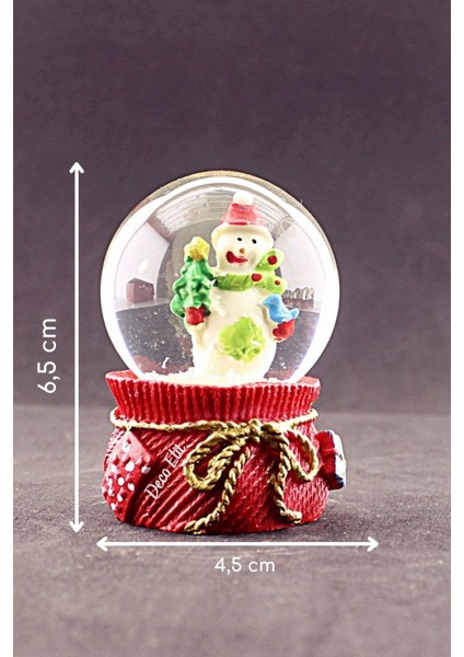 Dekoratif Kardan Adam Yılbaşı Yeni Yıl Armağanı Yeni Yıl Kardan Adam Temalı Mini Boy Kar Küresi 6,5 cm