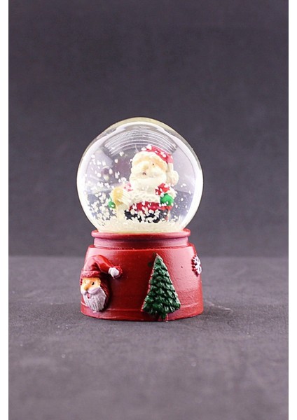 Dekoratif Yeni Yıl Noel Baba Yılbaşı Armağanı Yeni Yıl Noel Baba Temalı Mini Boy Işıklı Kar Küresi 6,5 cm