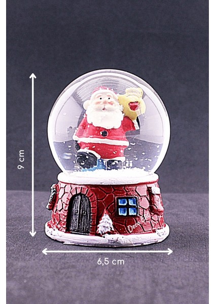 Dekoratif Noel Baba Yeni Yıl Yılbaşı Armağanı Yılbaşı Yeni Yıl Noel Baba Temalı Orta Boy Işıklı Kar Küresi 9 cm