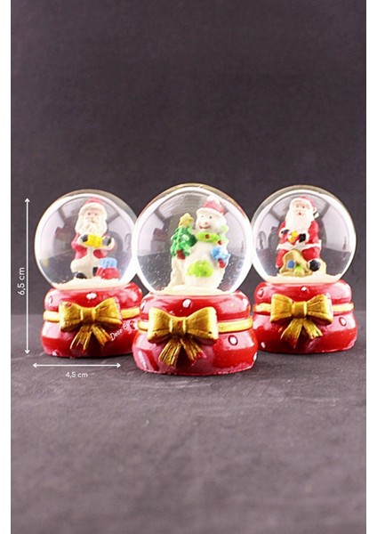 Dekorati 3 Adet Yeni Yıl Yılbaşı 3 Adet Yeni Yıl Noel Baba Temalı Kurdele Detaylı Mini Boy Işıklı Kar Küresi 6,5 cm fiyatları