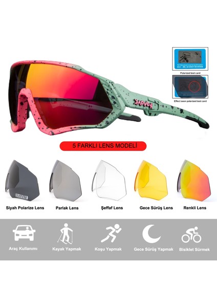 Değişebilir 5 Lens Mtb Polarize Bisiklet Spor Dağ Kayak Gözlüğü