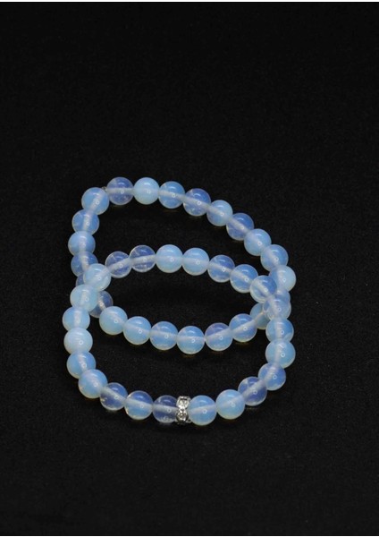 Ay Taşı Doğaltaş Çift Bileklik 8 mm