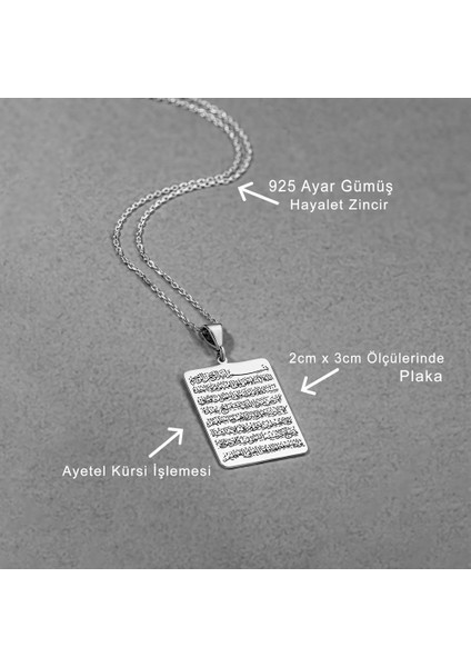 Ayetel Kürsi Işlemeli 925 Ayar Gümüş Tabla Kolye fiyatları