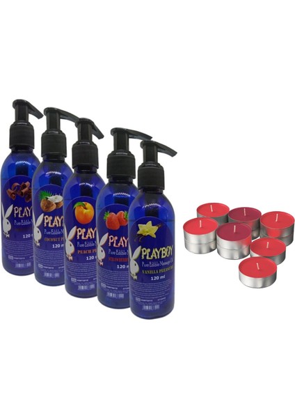 Pure Edible Karışık Set Çikolata Nane Tropical Vanilya Aromalı Mum Hediyeli Dinlendiri Vücut Masaj Yağı 120 ml