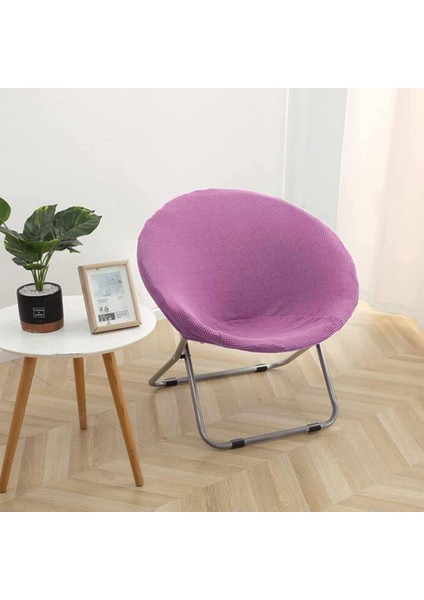Jakarlı Kumaş Daire Sandalye Slipcover Çıkarılabilir Mor (Yurt Dışından)