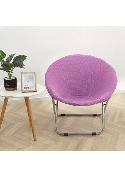 Jakarlı Kumaş Daire Sandalye Slipcover Çıkarılabilir Mor (Yurt Dışından)