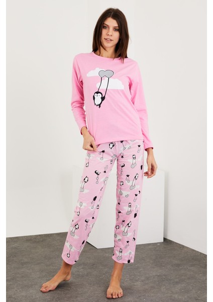 Baskılı Uzun Kol Pijama Takım
