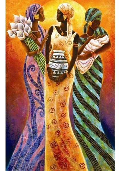Afrika Kadınları Sayılarla Boyama Seti Rulo 40 x 50 cm