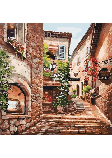 Arnavut Kaldırımlı Taş Sokaklar Sayılarla Boyama Seti Rulo 40 x 50 cm