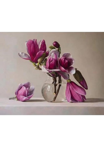 Cam Saksı ve Pempe Çiçekler Sayılarla Boyama Seti Rulo 40 x 50 cm