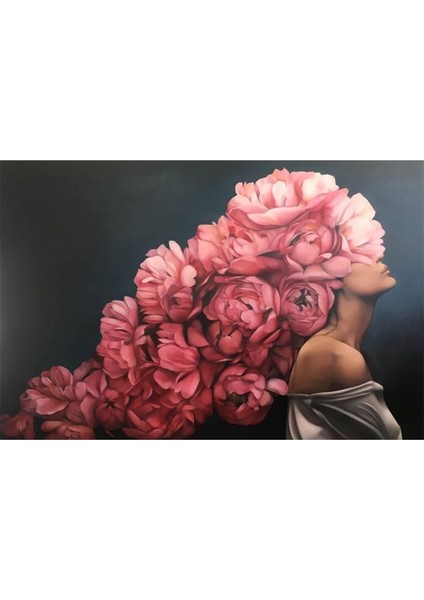 Çiçek Kadın 14 Sayılarla Boyama Seti Kasnaklı 40 x 50 cm
