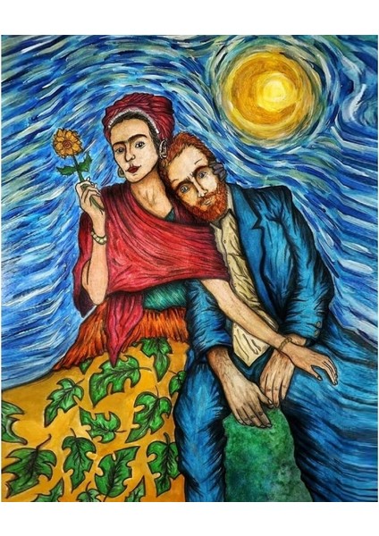 Frida ve Gogh Sayılarla Boyama Seti Kasnaklı 40 x 50 cm
