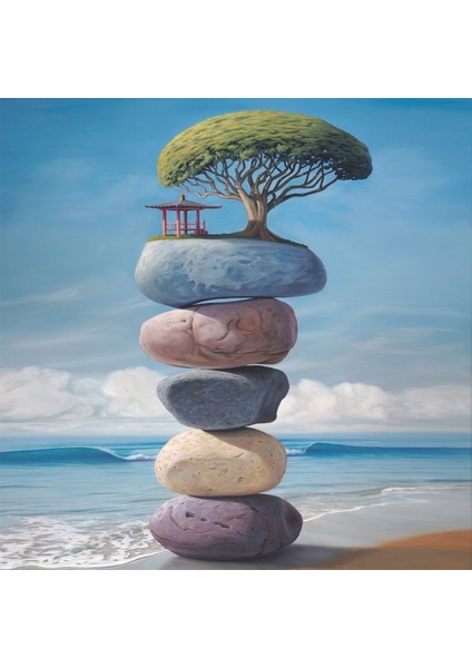 Huzurlu Yaşamak Sayılarla Boyama Seti Kasnaklı 40 x 50 cm
