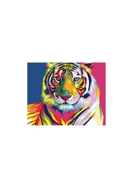 Renkli Kaplan Sayılarla Boyama Seti Kasnaklı 70 x 90 cm